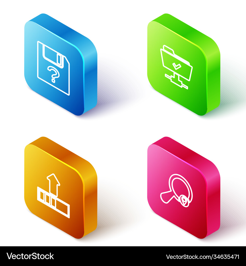 Set isometric line unknown document ftp operation Vector Image