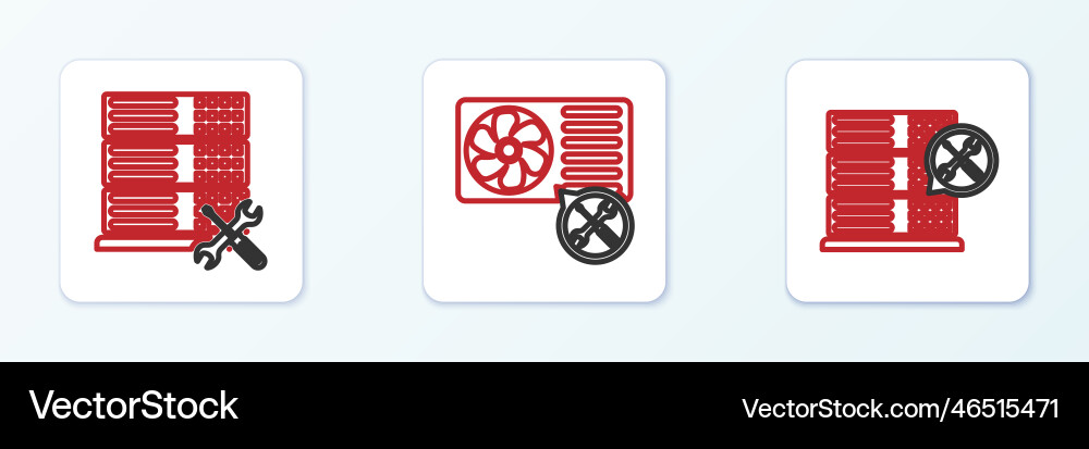 Set line database server service and air Set line database server service and air Vector Image