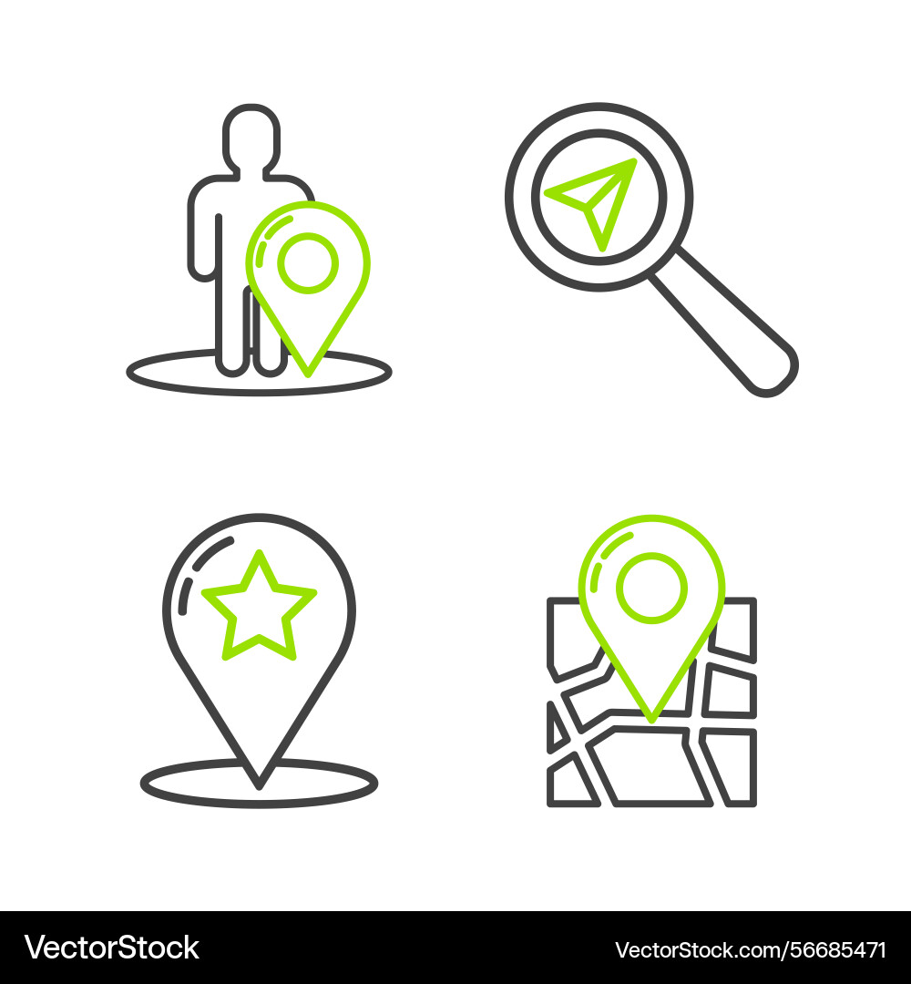 Set line folded map with location marker Vector Image