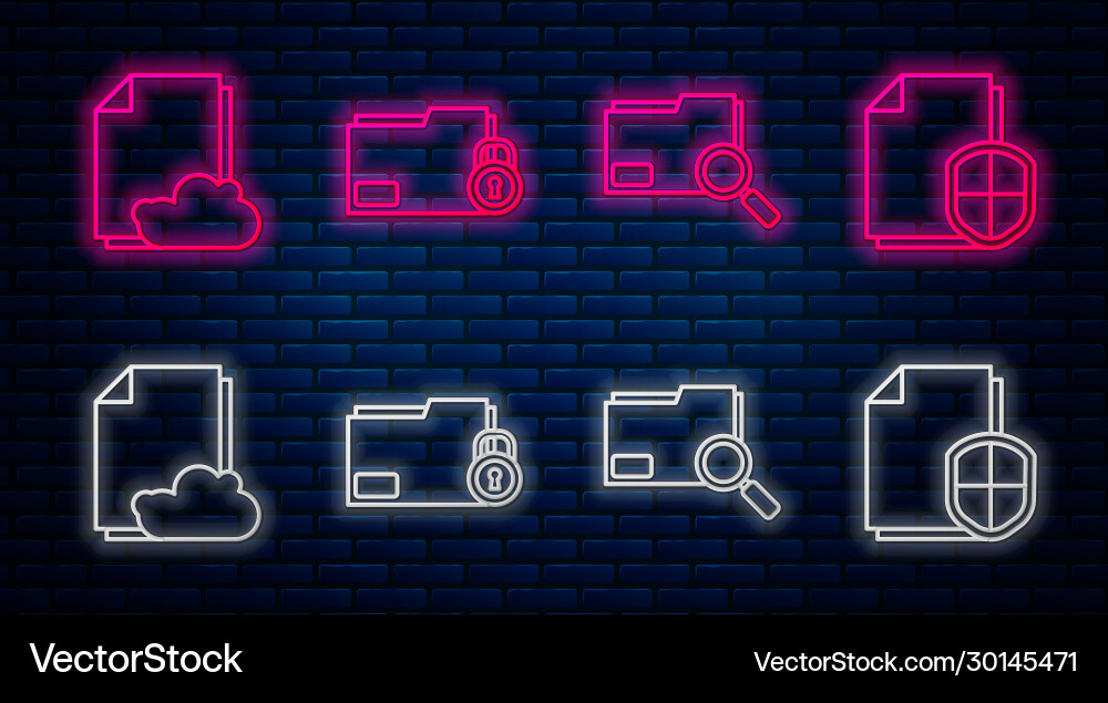 Set line folder and lock search concept Set line folder and lock search concept Vector Image