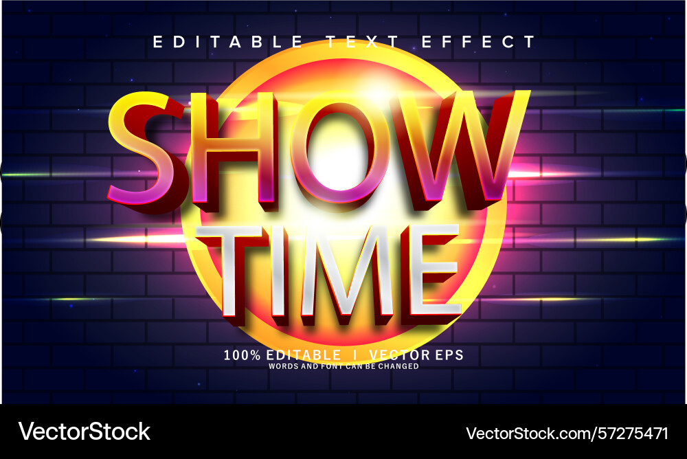 Show time text effect with modern style design Show time text effect with modern style design vector image