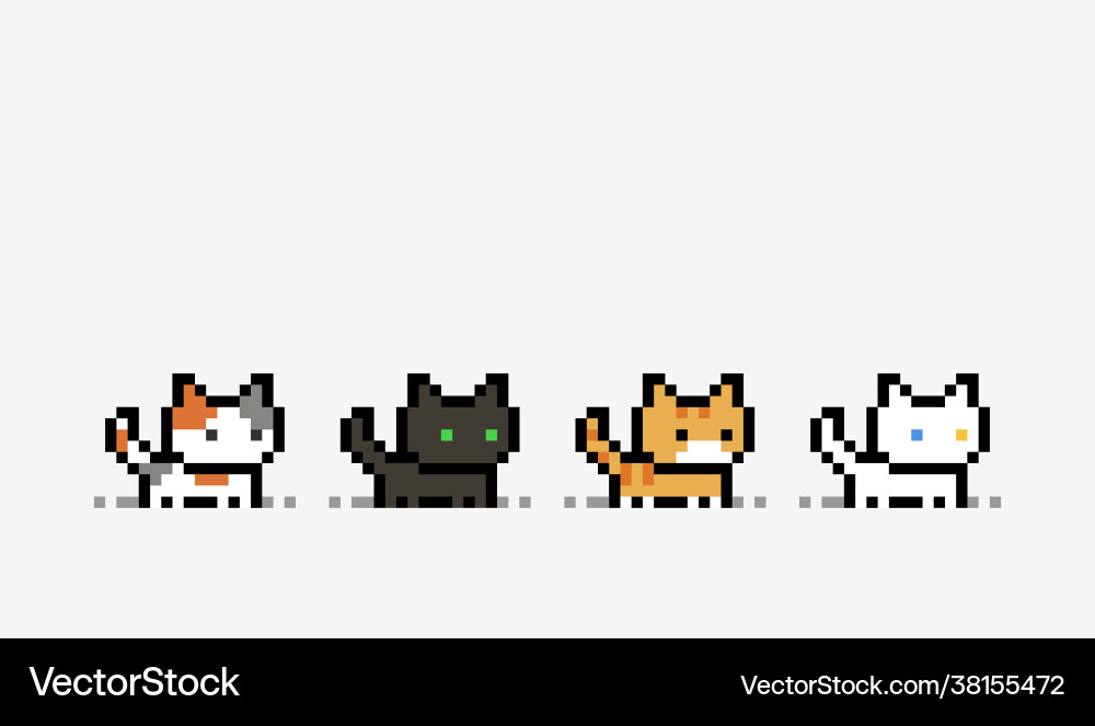 8-bit Pixel Cat Game Asset vector image