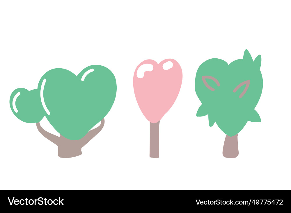 A set of trees with crown in the shape A set of trees with crown in the shape Vector Image