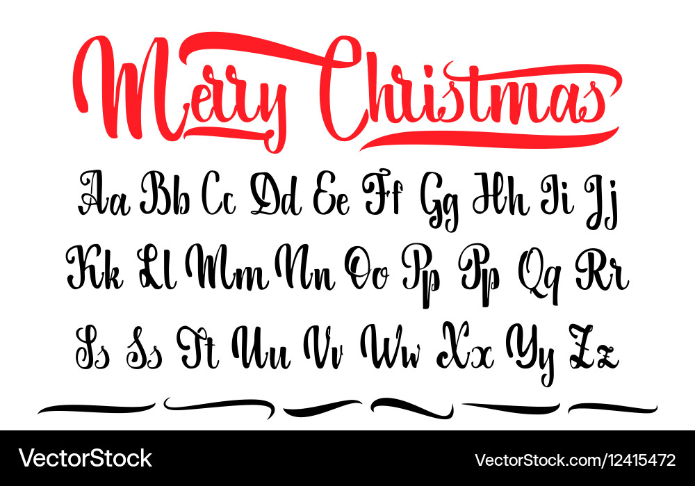 Alphabet calligraphic font unique custom vector image
