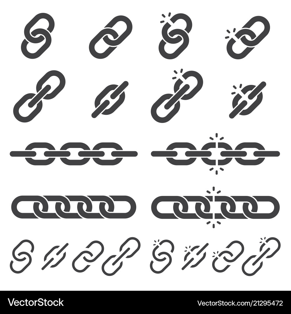 Chain Link Icon Set - Segmented vector image
