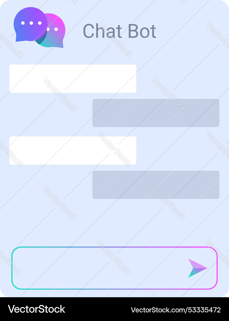 Chat bot window displaying history and input Chat bot window displaying history and input vector image