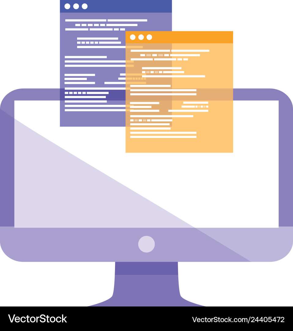 Computer desktop with documents Vector Image