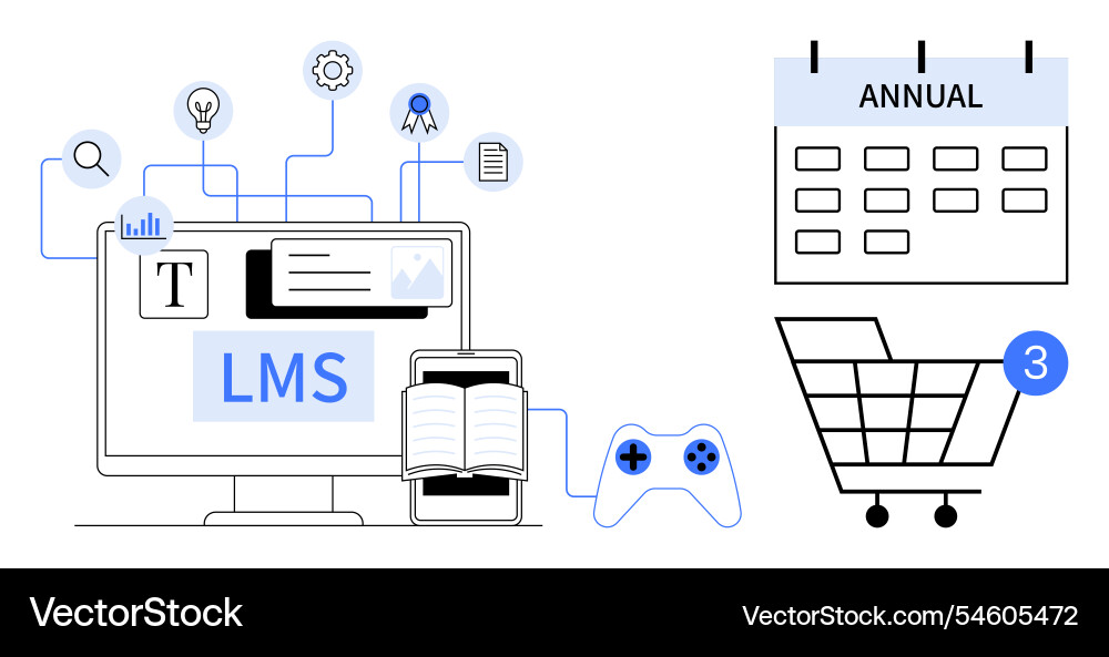 Digital learning management system with calendar Digital learning management system with calendar vector image