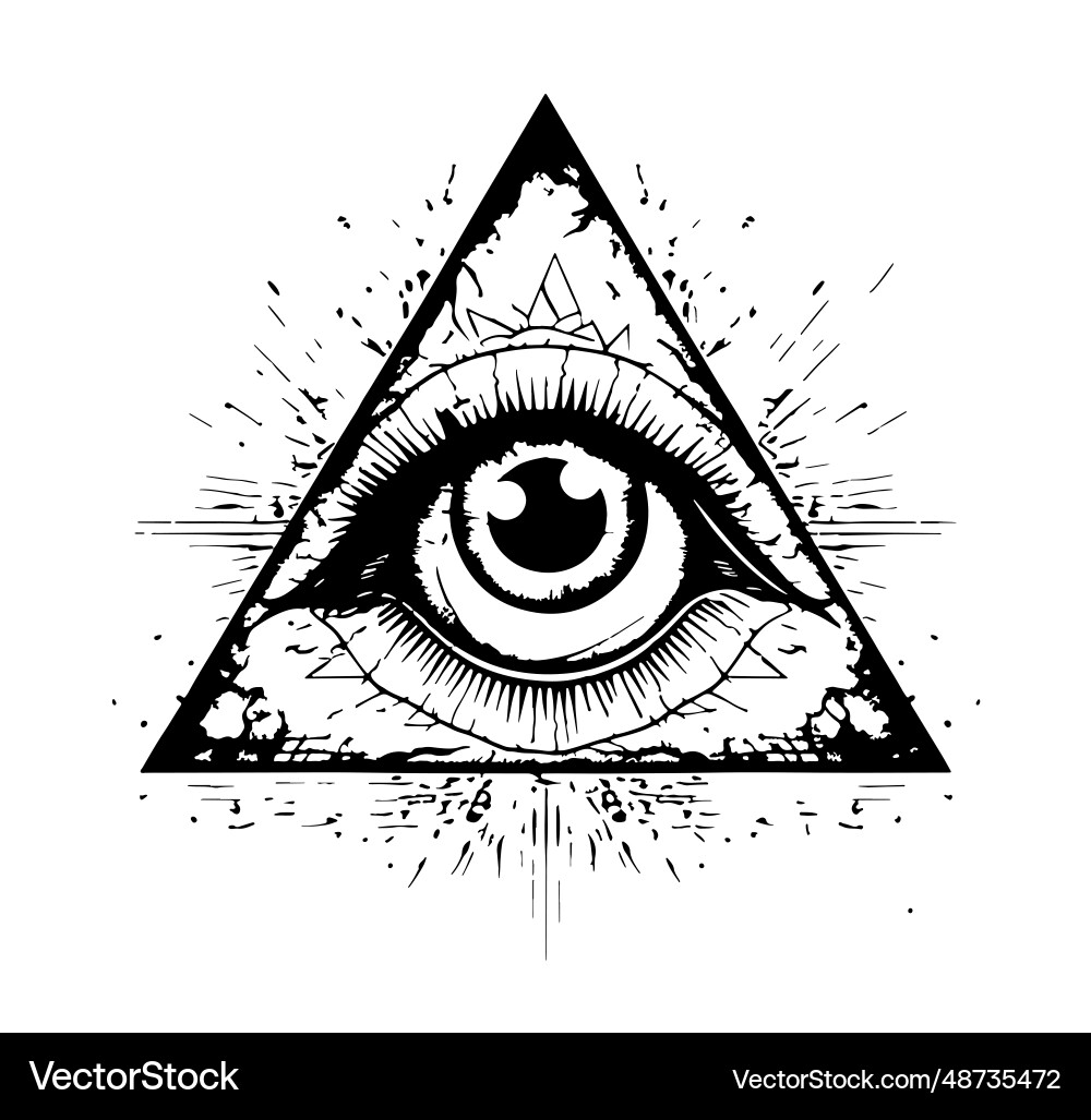 Eye in the pyramid masonic symbol sketch hand Eye in the pyramid masonic symbol sketch hand vector image