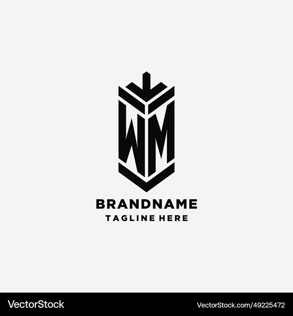 Initials wm shield logo design creative monogram Vector Image