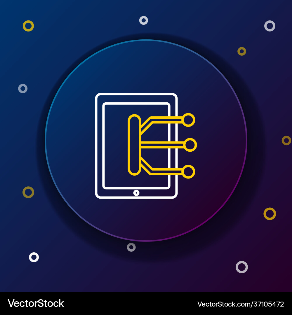 Line tablet icon isolated on blue background Vector Image