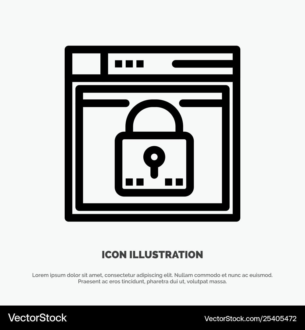 Login secure web layout password lock line icon Login secure web layout password lock line icon Vector Image
