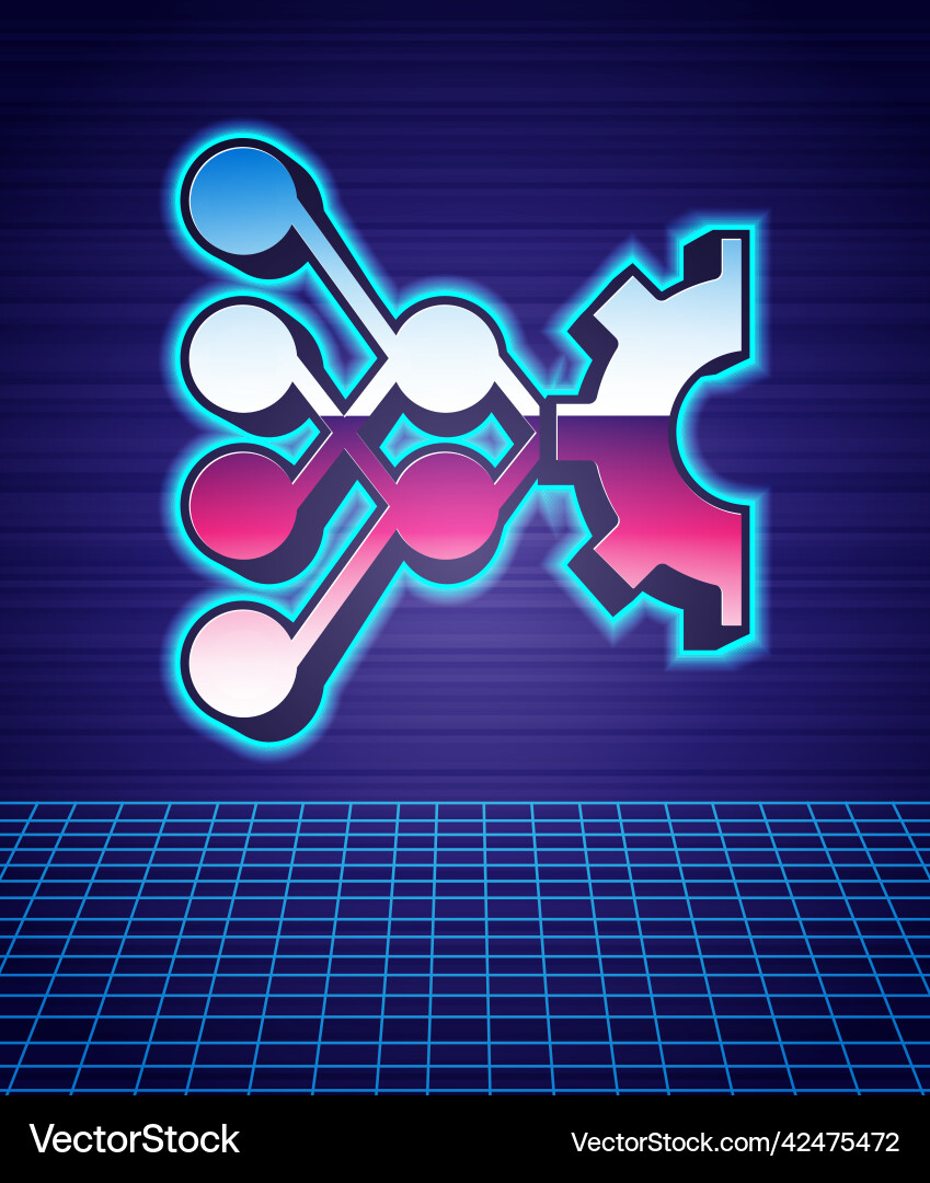 Retro style neural network icon isolated Retro style neural network icon isolated Vector Image
