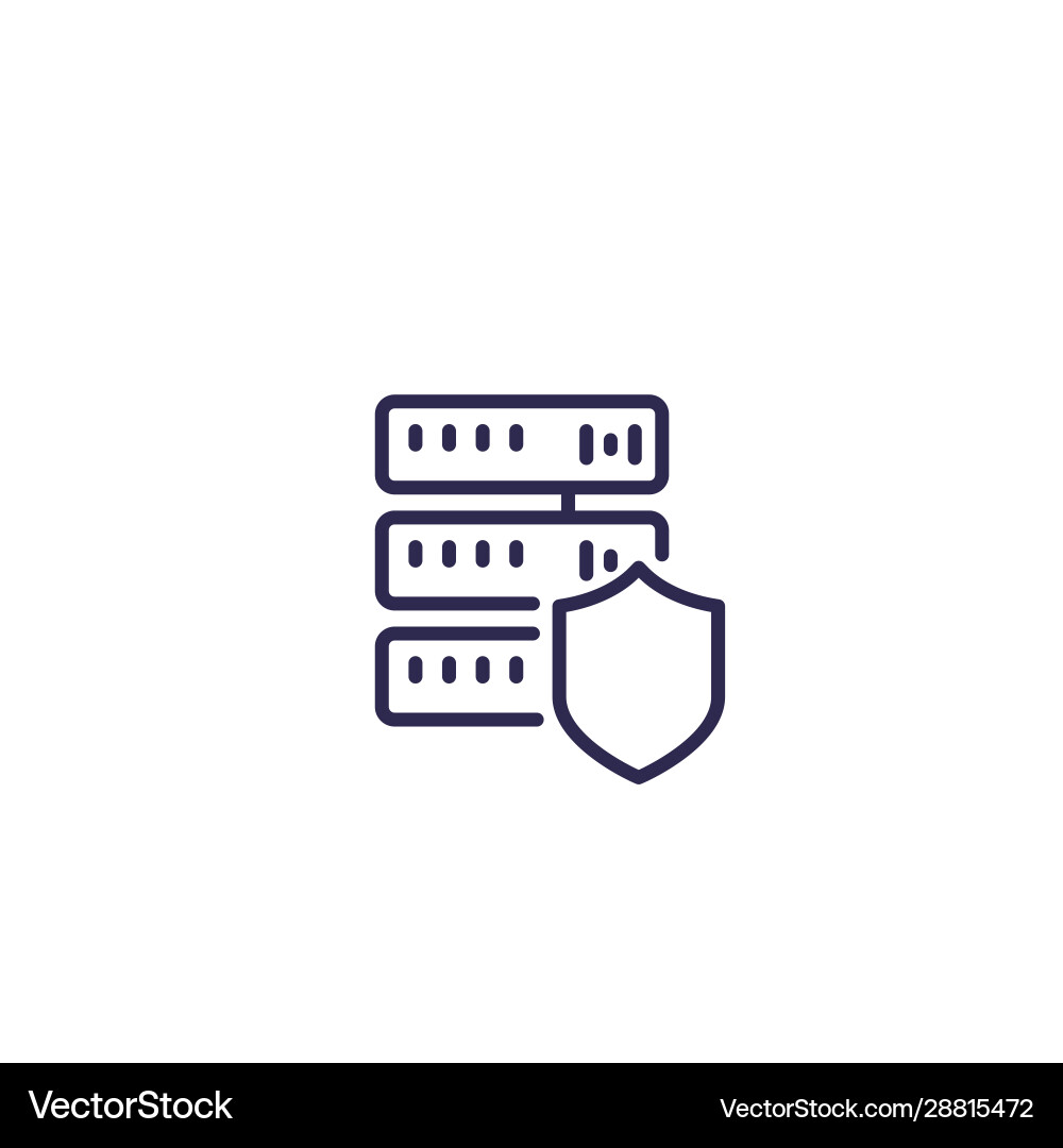 Secure Server Line Icon - Hosting Vector Image