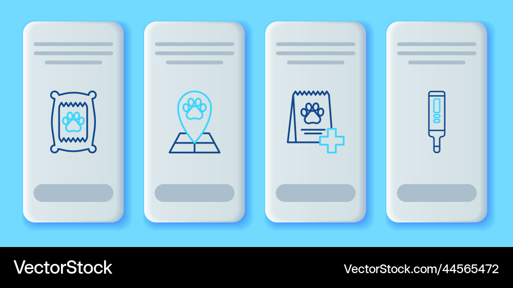 Set line map pointer with veterinary medicine Vector Image