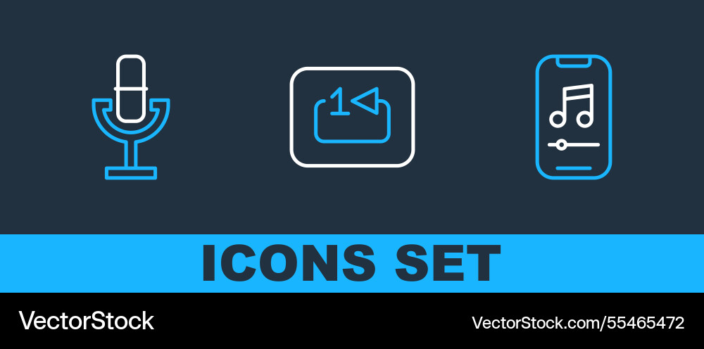 Set line music player microphone and repeat track Set line music player microphone and repeat track vector image