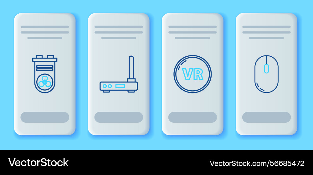 Set line router and wi-fi signal virtual reality Vector Image
