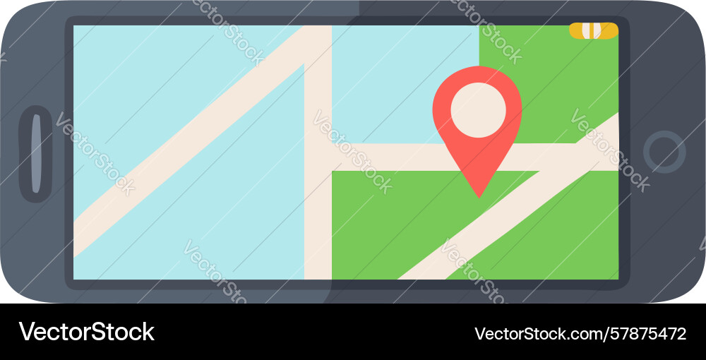 Smartphone displaying map and location pin Vector Image