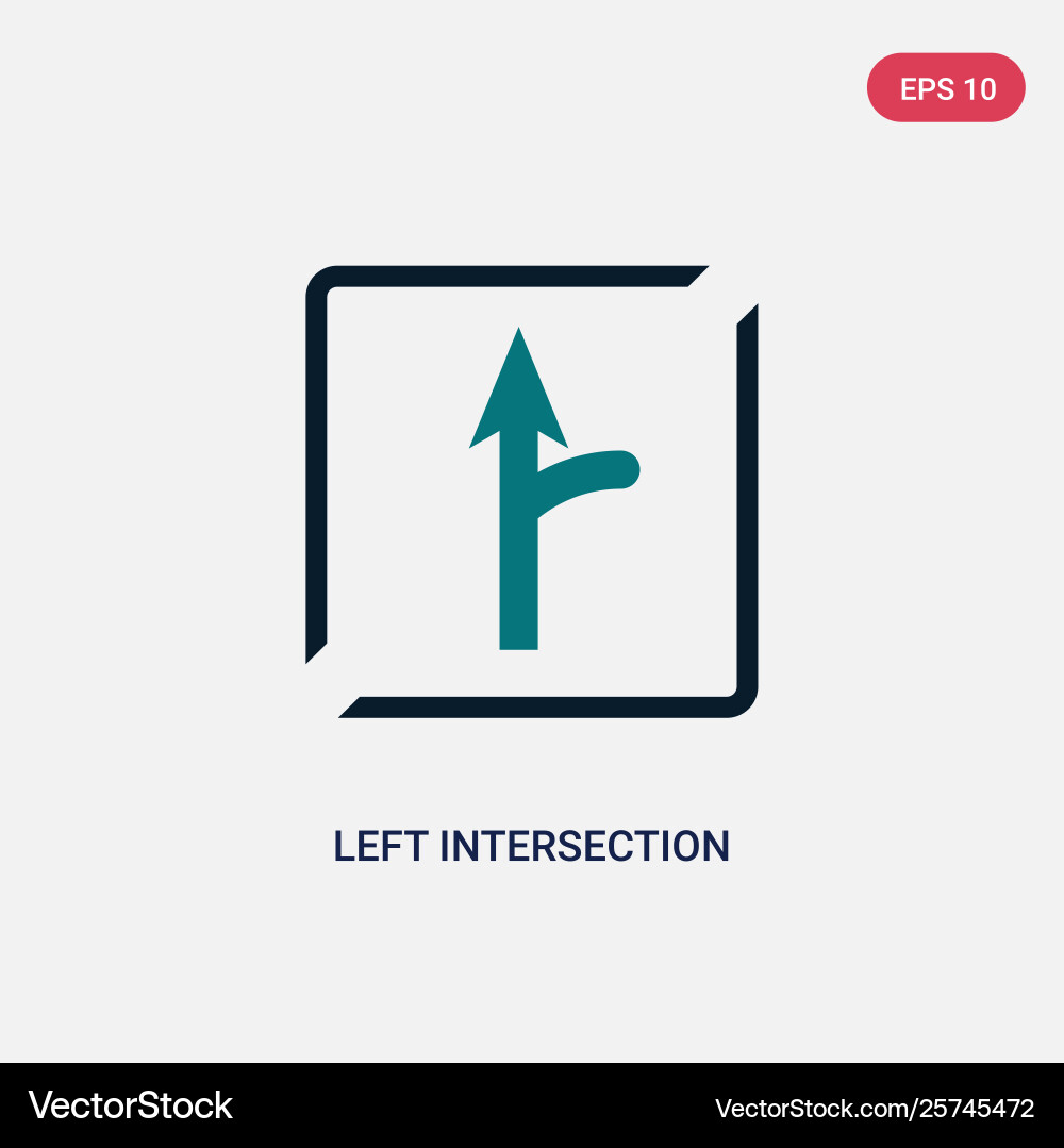Two color left intersection icon from maps Vector Image