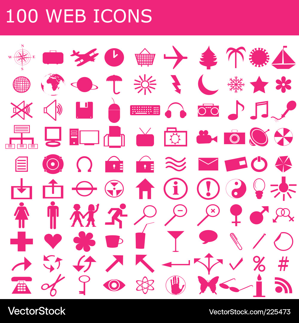 100 icons Vector Image