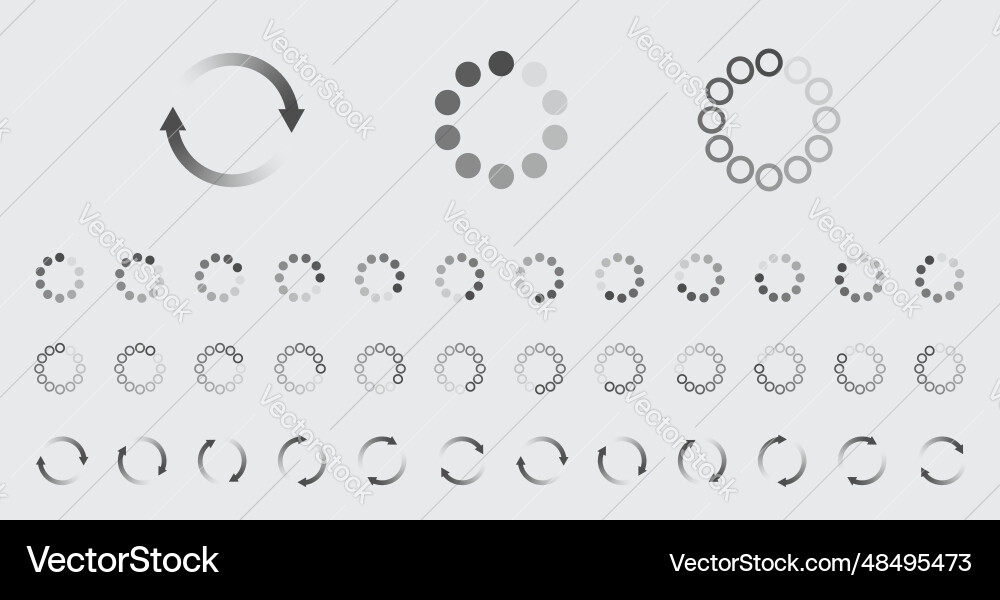 Circular Loading-Puffering-Symbole Set Circular Loading-Puffering-Symbole Set Vektorbild
