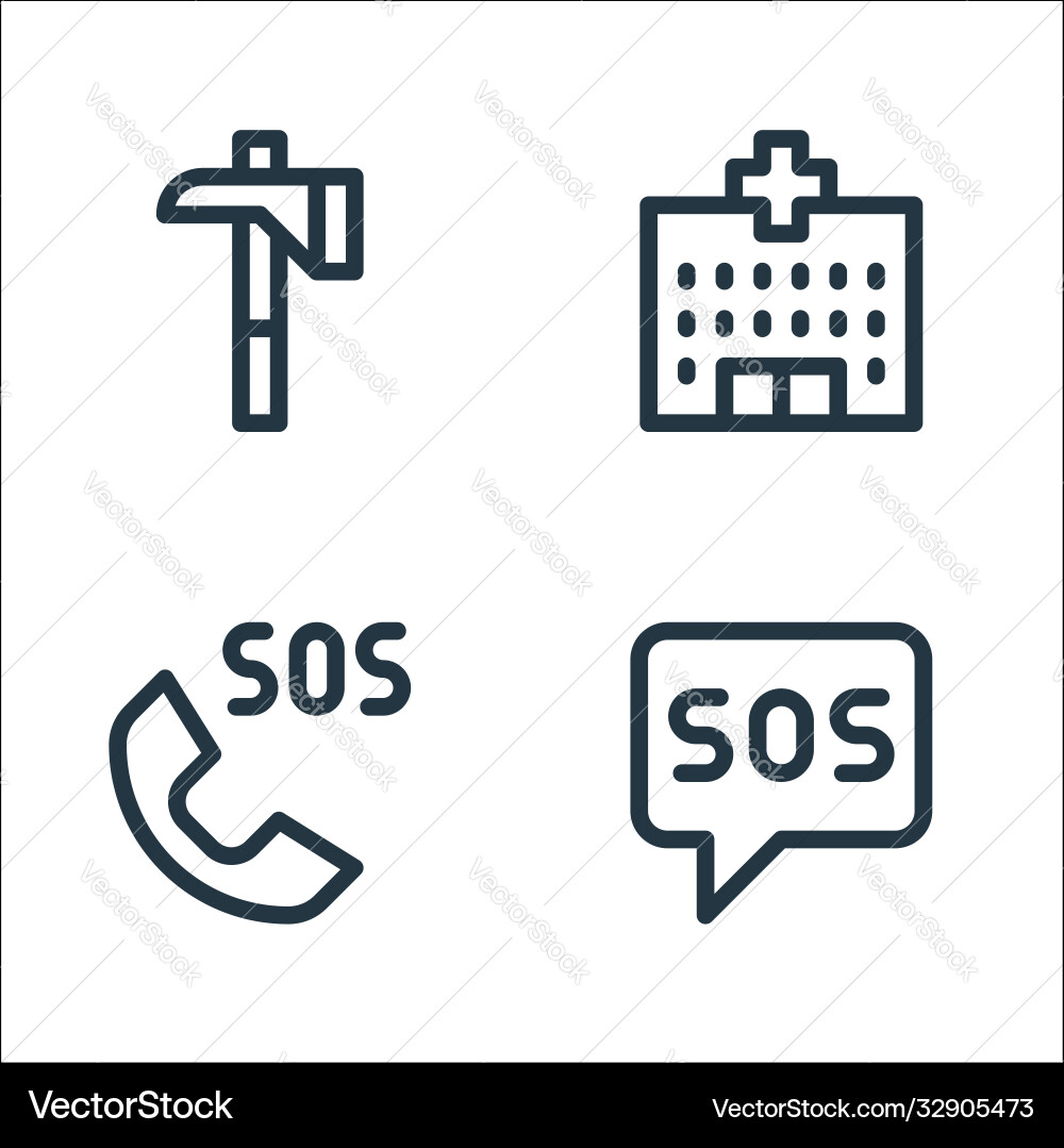 Emergencies line icons linear set quality Vector Image