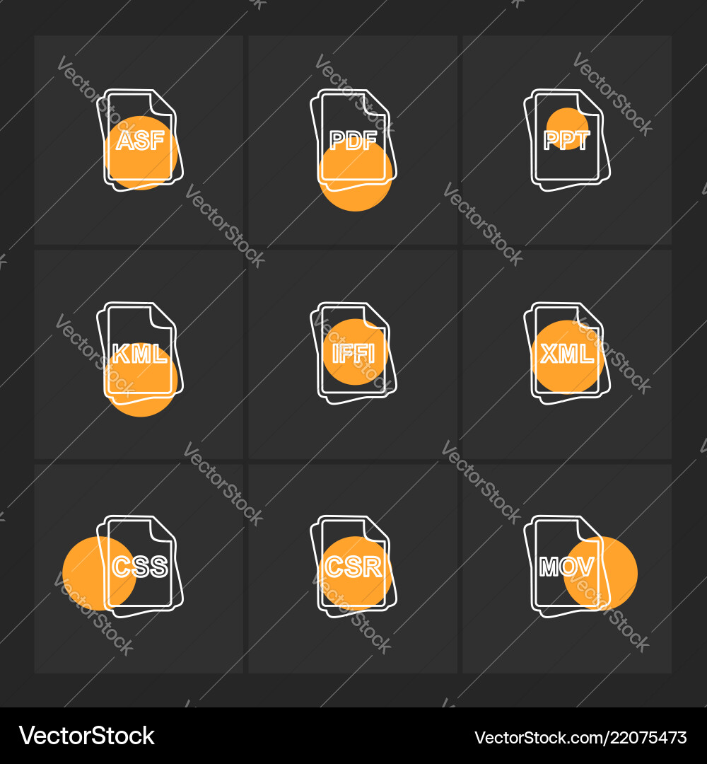 File type files documents eps icons set Vector Image