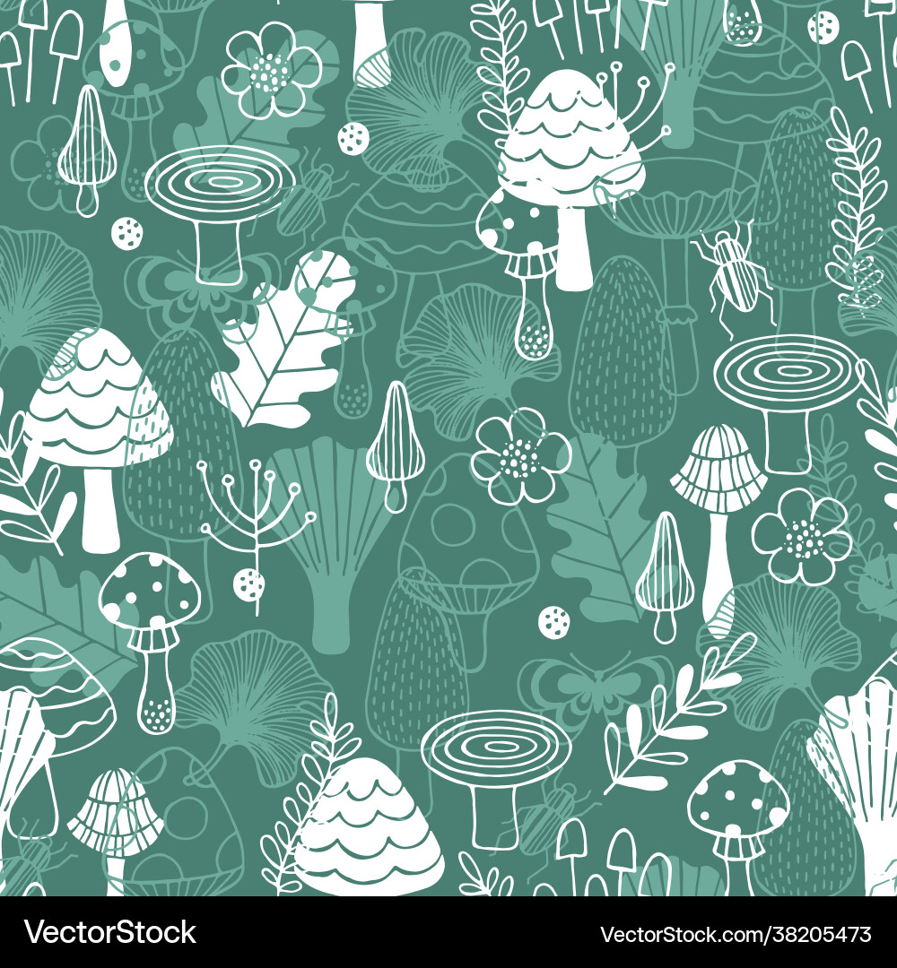 Forest Elements Seamless Pattern Vector Image