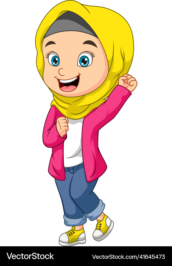 Happy muslim girl Cartoon auf weißem Hintergrund Happy muslim girl Cartoon auf weißem Hintergrund vektorbild