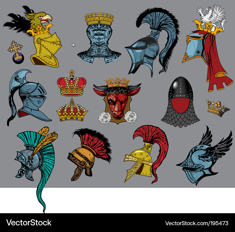 Heraldic Crests and Shields Vector Image
