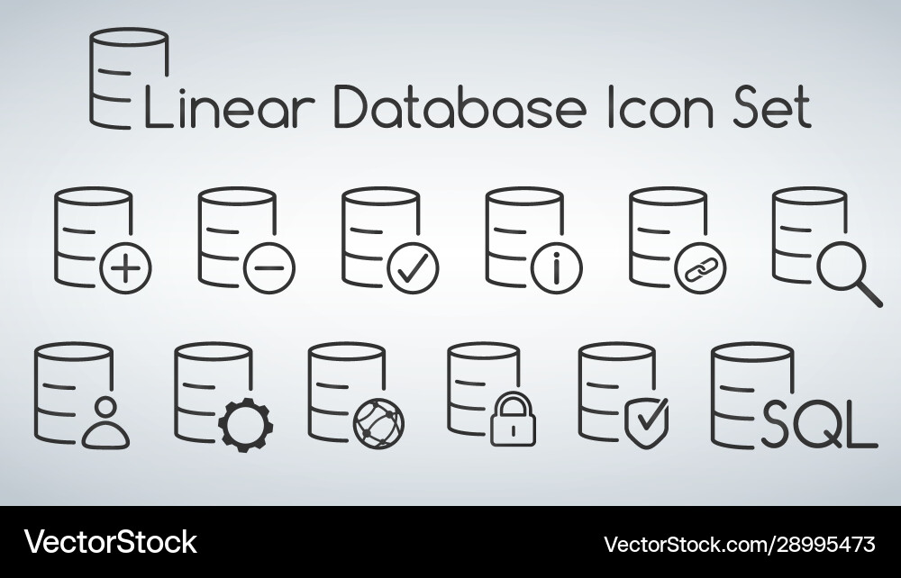 Linear database server isolated flat web mobile Vector Image