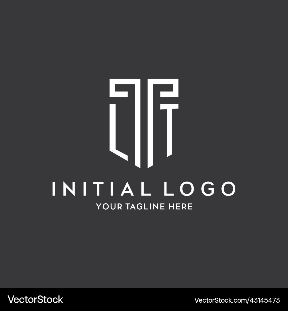 Lt monogram initial name with shield shape icon Vector Image