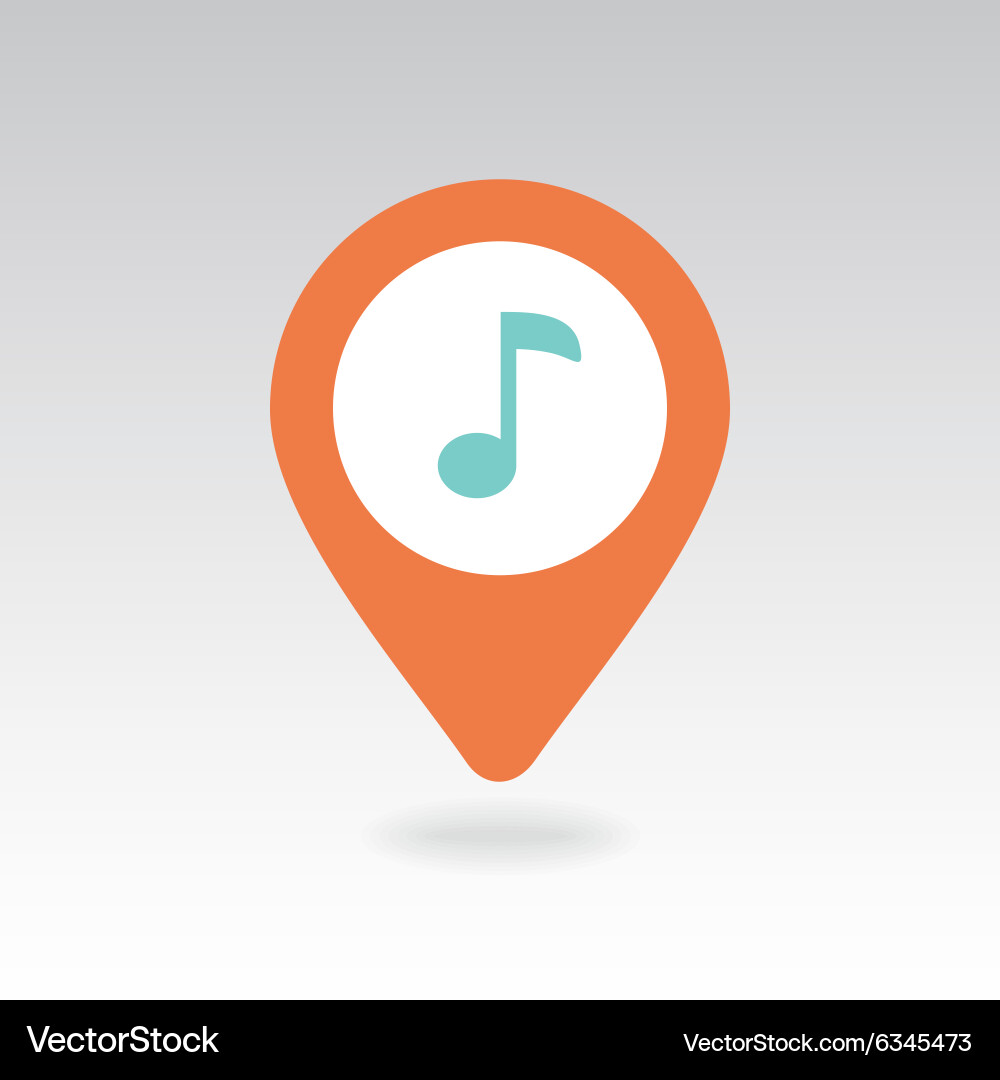 Music note pin map icon pointer markers Vector Image