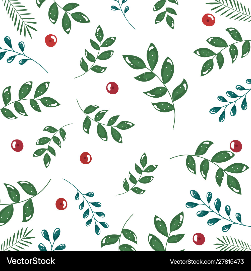 Pattern branches with leafs and seeds Vector Image
