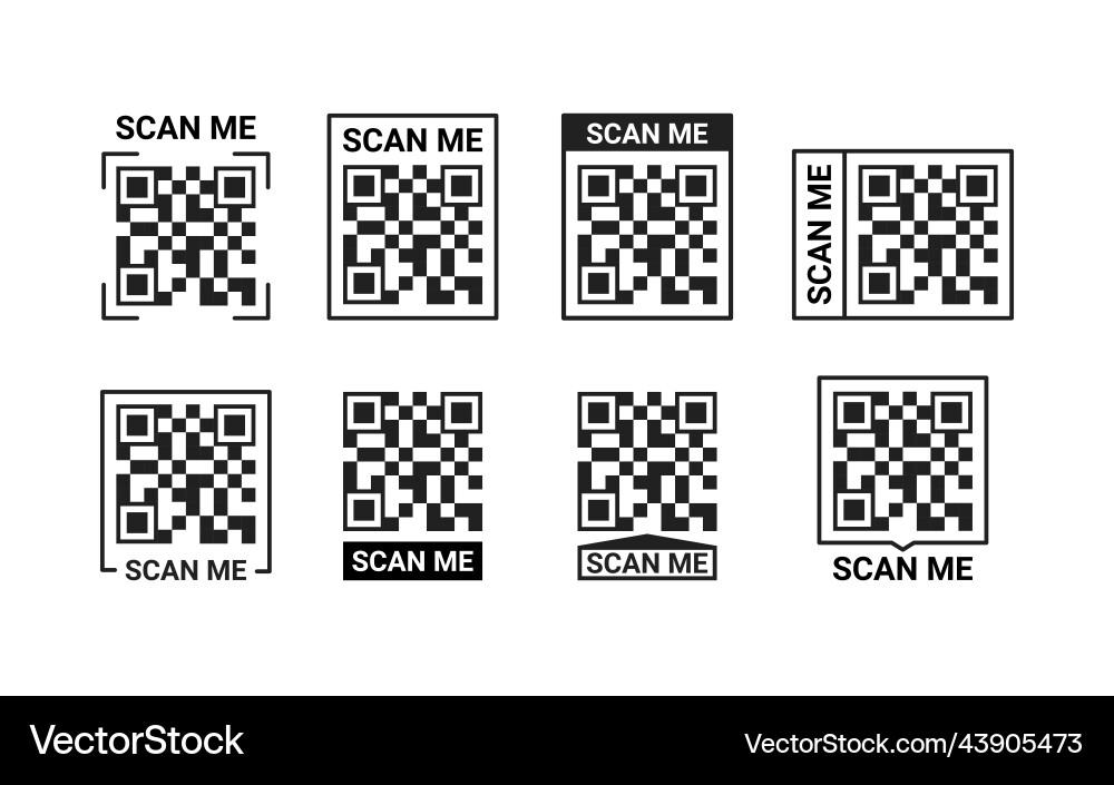 Qr code scan me icon qrcode template for mobile Qr code scan me icon qrcode template for mobile vector image