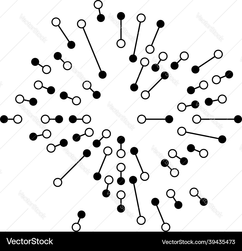 Radial radiating lines with nodes nodal points Vector Image