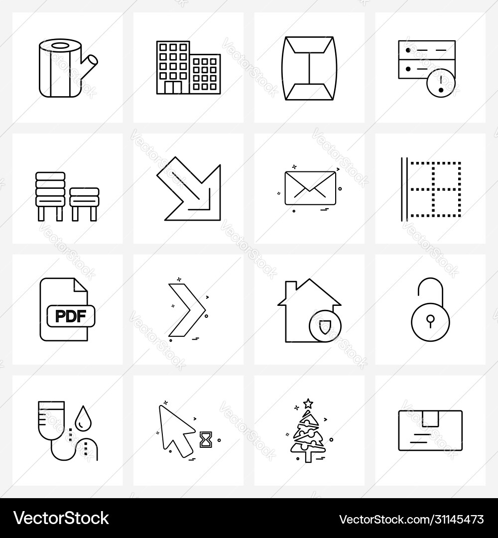Set 16 universal line icons attach server Vector Image