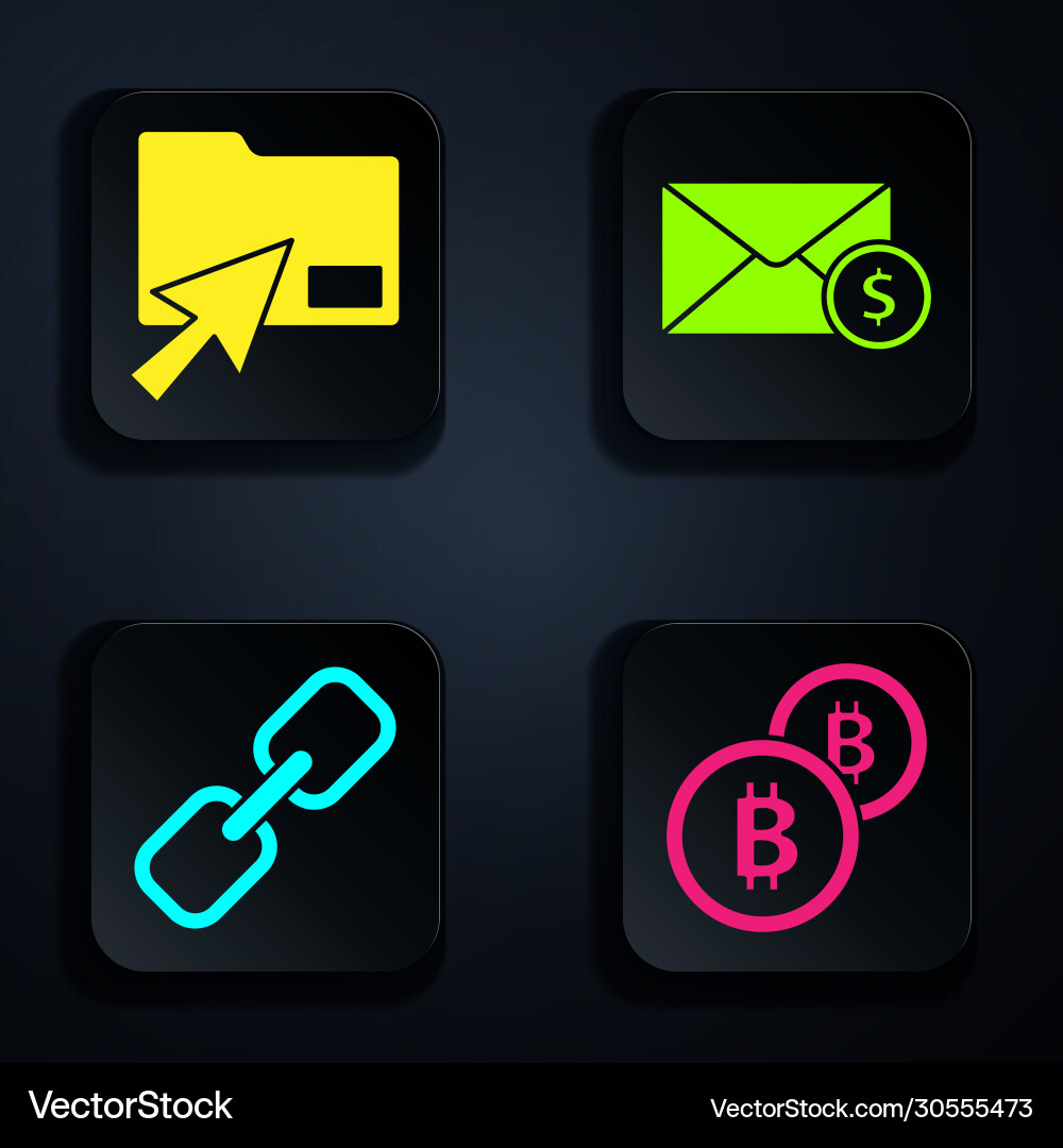 Set cryptocurrency coin bitcoin cursor click Vector Image