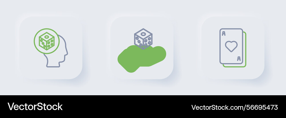 Set line playing cards game dice and icon Vector Image