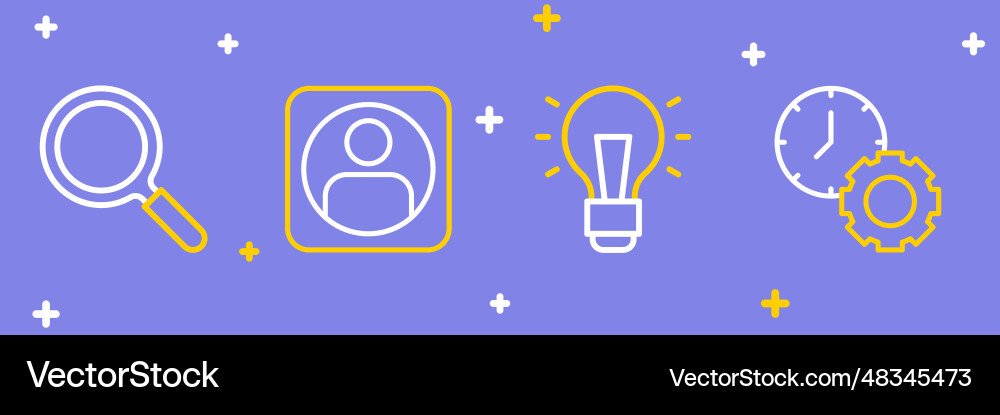 Set line time management light bulb create Vector Image