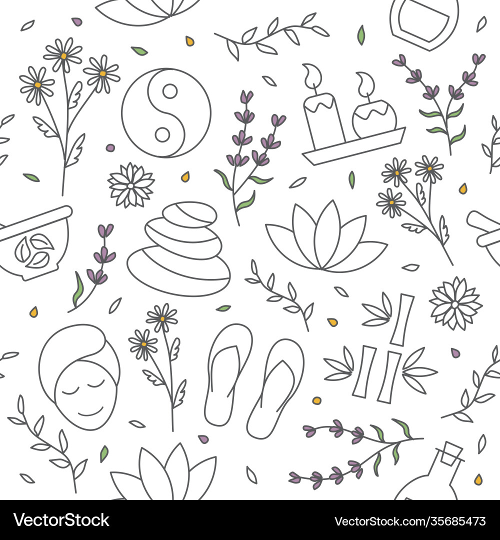 Spa seamless pattern background in line Spa seamless pattern background in line vector image