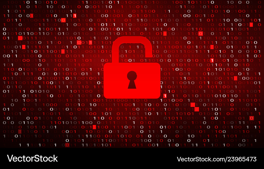 Tech Binary Code Lock Background Vector Image