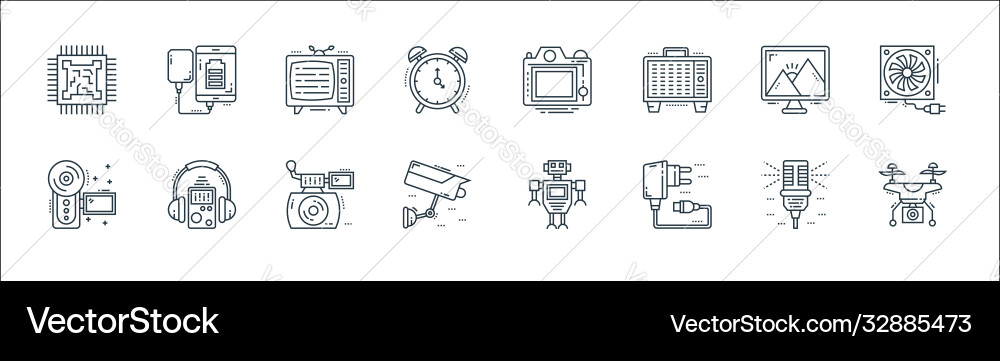 Technology devices line icons linear set quality Technology devices line icons linear set quality Vector Image