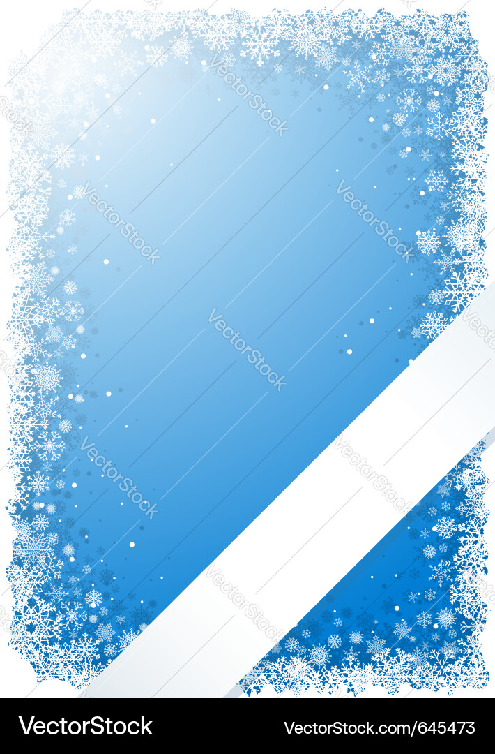 Winter Snowflake Frame with Ribbon Vector Image
