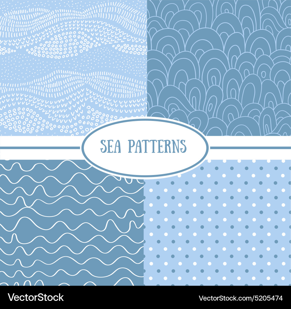 Aqua Sea Wave Patterns - Seamless Tile vector image