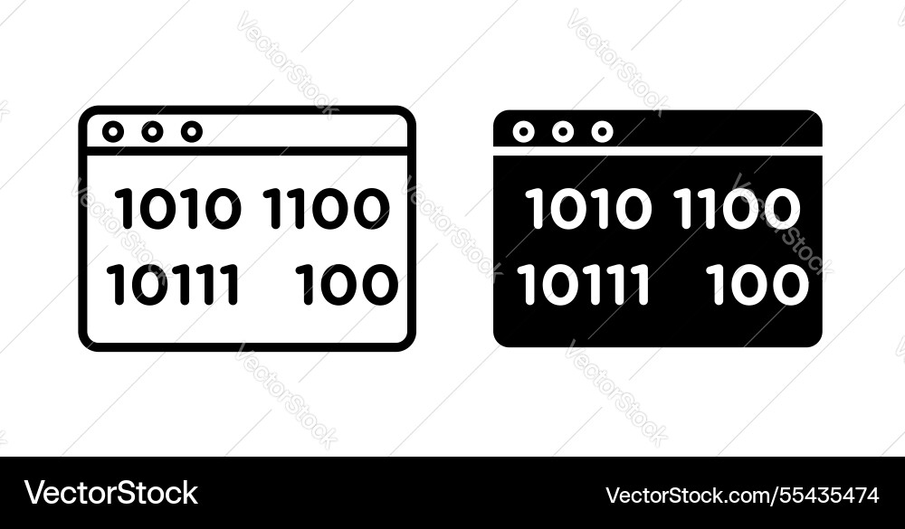 Binary code icons thin line designs Binary code icons thin line designs vector image