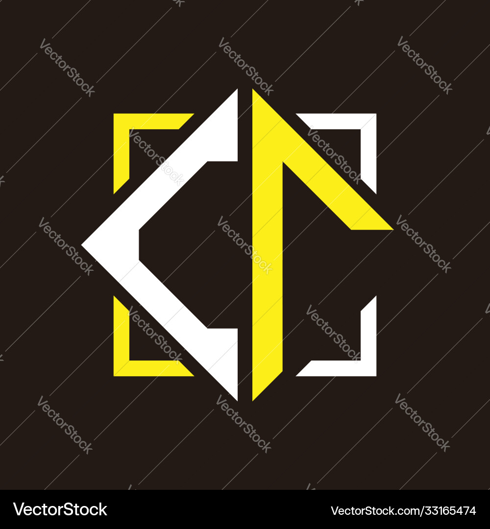 C r initials quadrangle monogram with square Vector Image
