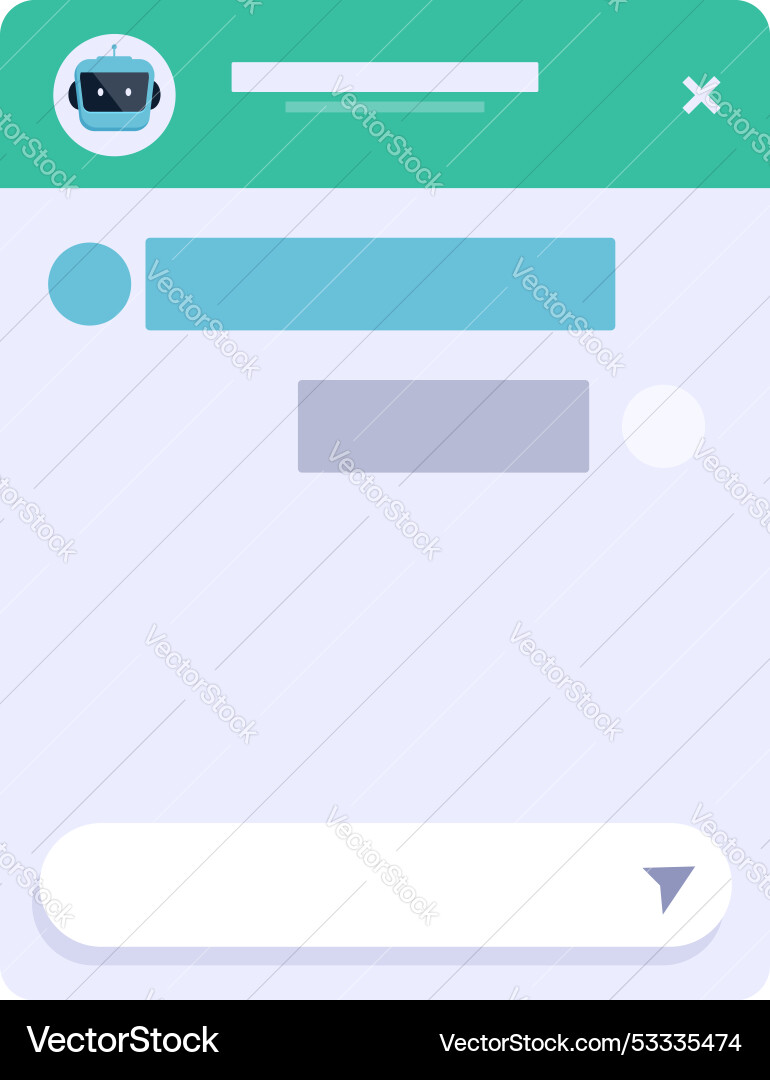 Chatbot window displaying conversation history Chatbot window displaying conversation history vector image