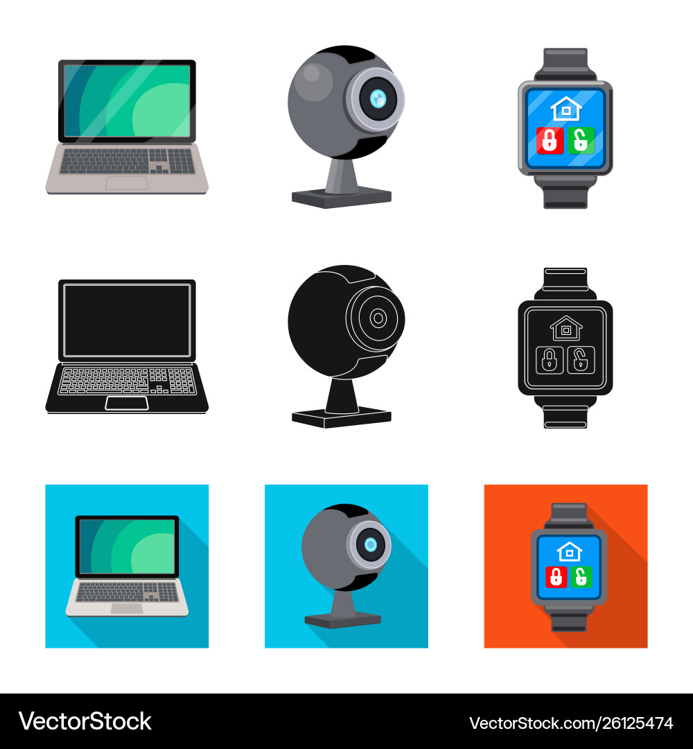 Isolated object laptop and device symbol set Vector Image