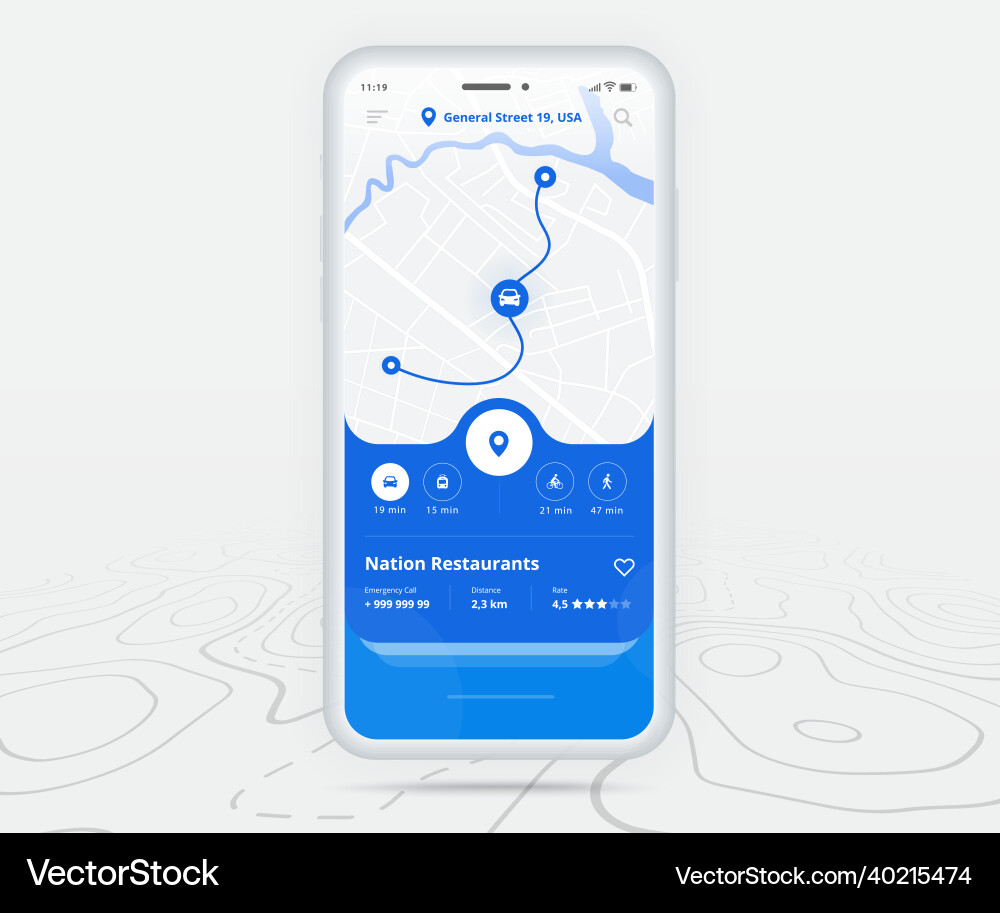 Map gps navigation ux ui concept smartphone Vector Image